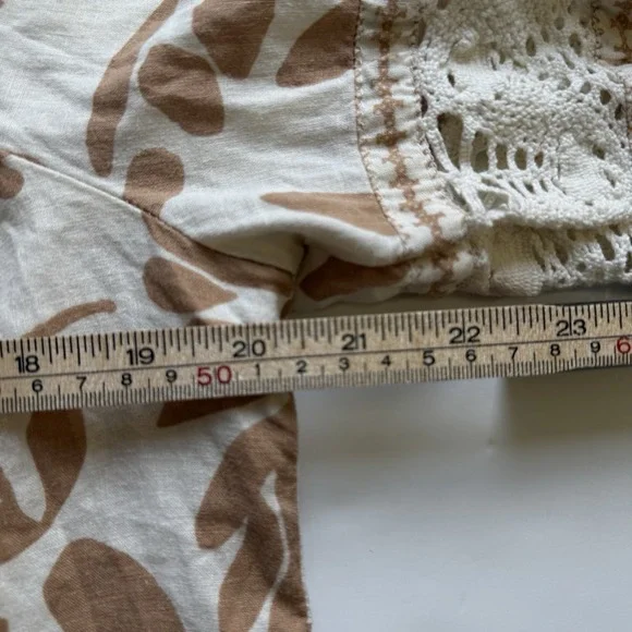 Christian Siriano Linen Blend Floral Square Neck Crochet Blouse Top Shirt Sz L - Picture 10 of 10